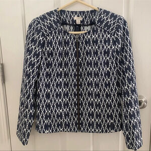 J.Crew Factory Jacquard Moto Biker Sweater Zip black 
Blue XS
